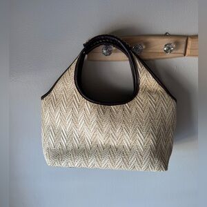 Stone Mountain Boho Woven Straw & Leather Shoulder Bag - Coastal Chic